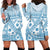 Blue Bula Fiji Hoodie Dress Unique Masi Tapa Pattern