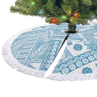 Blue Bula Fiji Tree Skirt Unique Masi Tapa Pattern