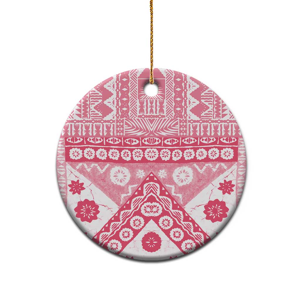 Pink Bula Fiji Ceramic Ornament Unique Masi Tapa Pattern