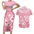 Pink Bula Fiji Couples Matching Short Sleeve Bodycon Dress and Hawaiian Shirt Unique Masi Tapa Pattern