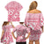 Pink Bula Fiji Family Matching Off Shoulder Short Dress and Hawaiian Shirt Unique Masi Tapa Pattern