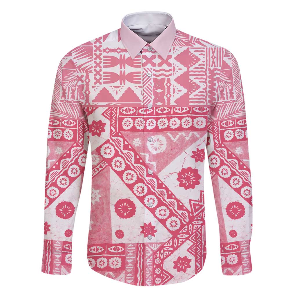 Pink Bula Fiji Family Matching Short Sleeve Bodycon Dress and Hawaiian Shirt Unique Masi Tapa Pattern
