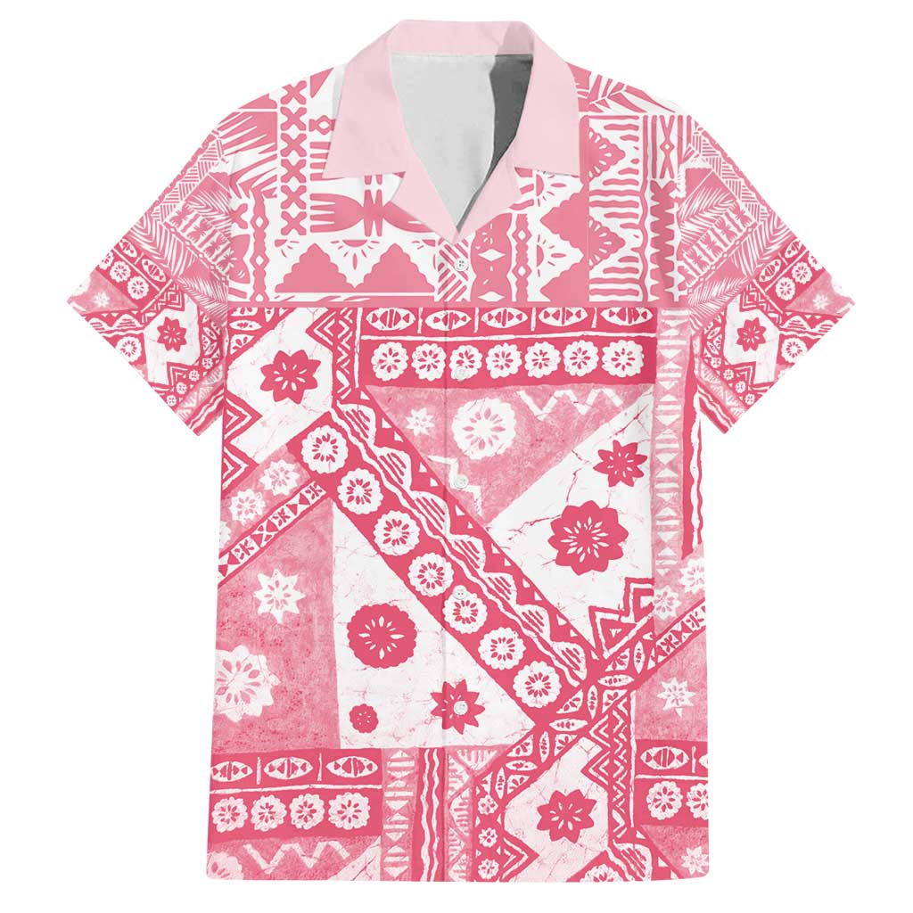 Pink Bula Fiji Family Matching Summer Maxi Dress and Hawaiian Shirt Unique Masi Tapa Pattern