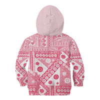 Pink Bula Fiji Kid Hoodie Unique Masi Tapa Pattern