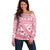 Pink Bula Fiji Off Shoulder Sweater Unique Masi Tapa Pattern