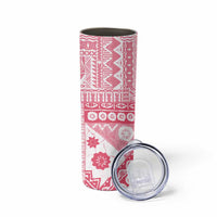 Pink Bula Fiji Skinny Tumbler Unique Masi Tapa Pattern