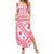 Pink Bula Fiji Summer Maxi Dress Unique Masi Tapa Pattern