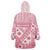 Pink Bula Fiji Wearable Blanket Hoodie Unique Masi Tapa Pattern