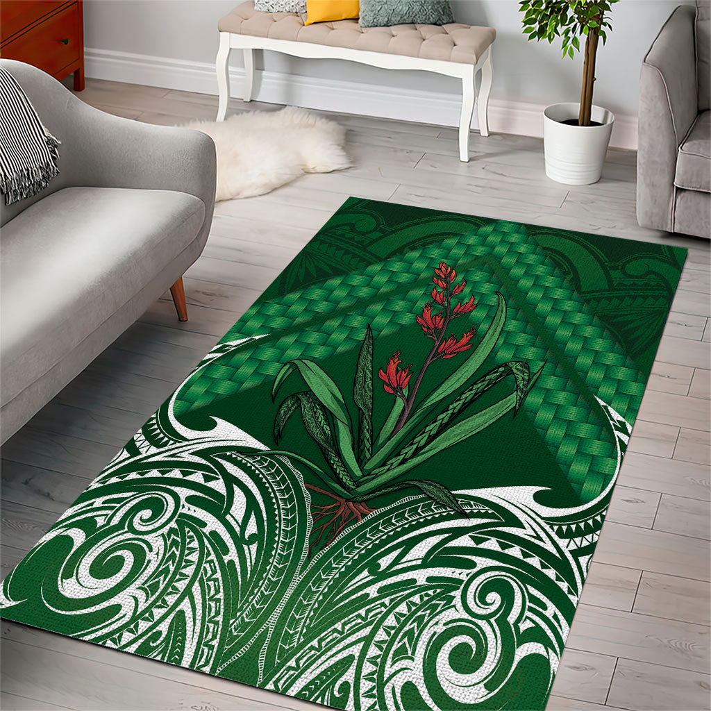 Rongoa Maori New Zealand Harakeke Area Rug NZ Weaving Pattern Green LT14 - Polynesian Pride