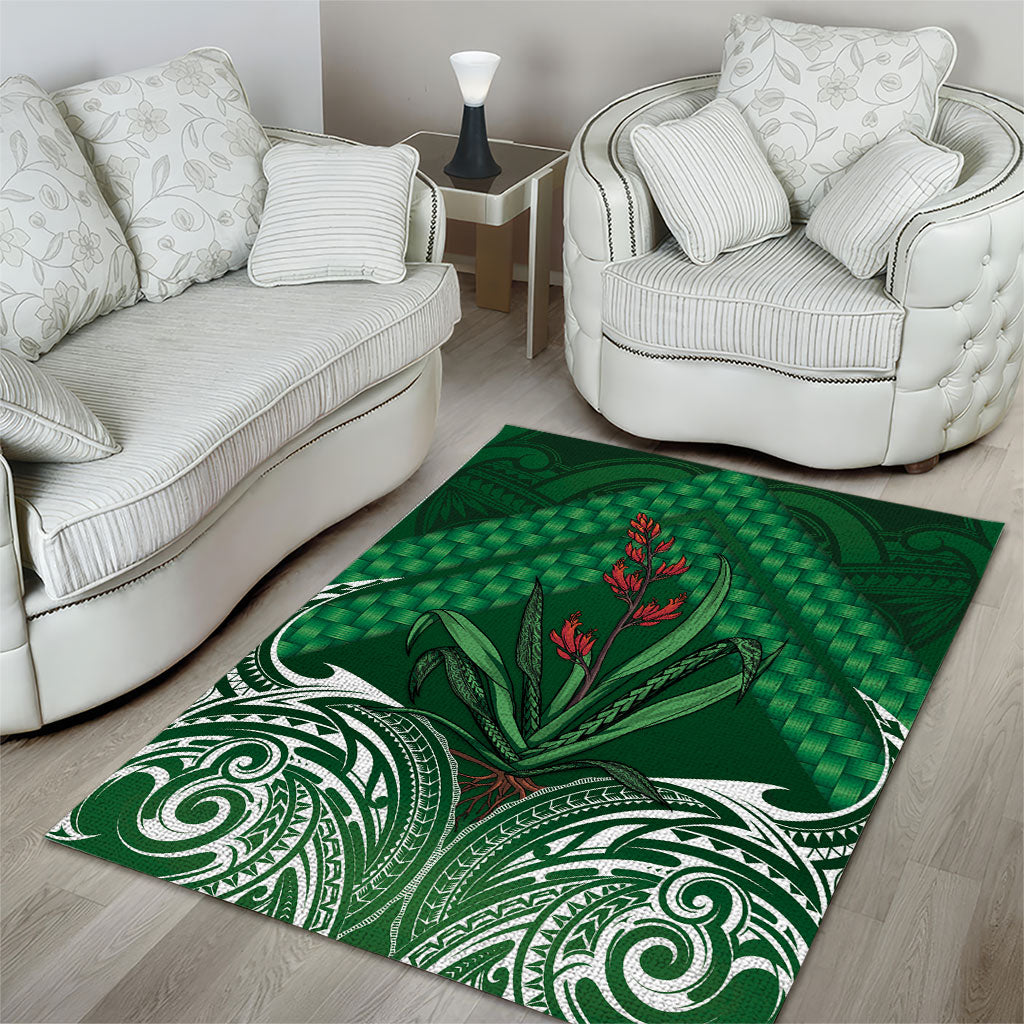 Rongoa Maori New Zealand Harakeke Area Rug NZ Weaving Pattern Green LT14 - Polynesian Pride