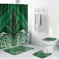 Rongoa Maori New Zealand Harakeke Bathroom Set NZ Weaving Pattern Green LT14 Bathroom Set (4 pcs) Green - Polynesian Pride