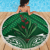Rongoa Maori New Zealand Harakeke Beach Blanket NZ Weaving Pattern Green LT14 - Polynesian Pride
