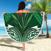 Rongoa Maori New Zealand Harakeke Beach Blanket NZ Weaving Pattern Green LT14 - Polynesian Pride