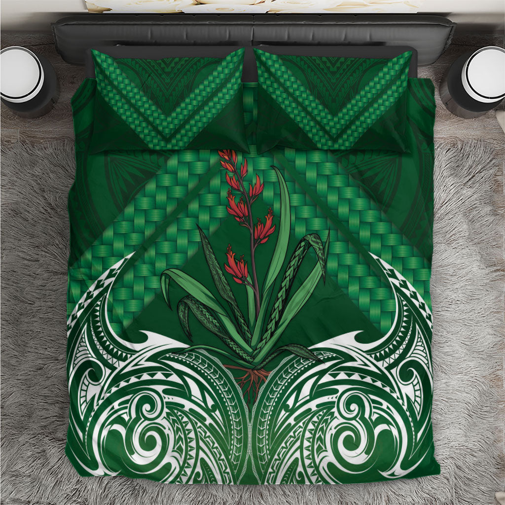 Rongoa Maori New Zealand Harakeke Bedding Set NZ Weaving Pattern Green LT14 Green - Polynesian Pride