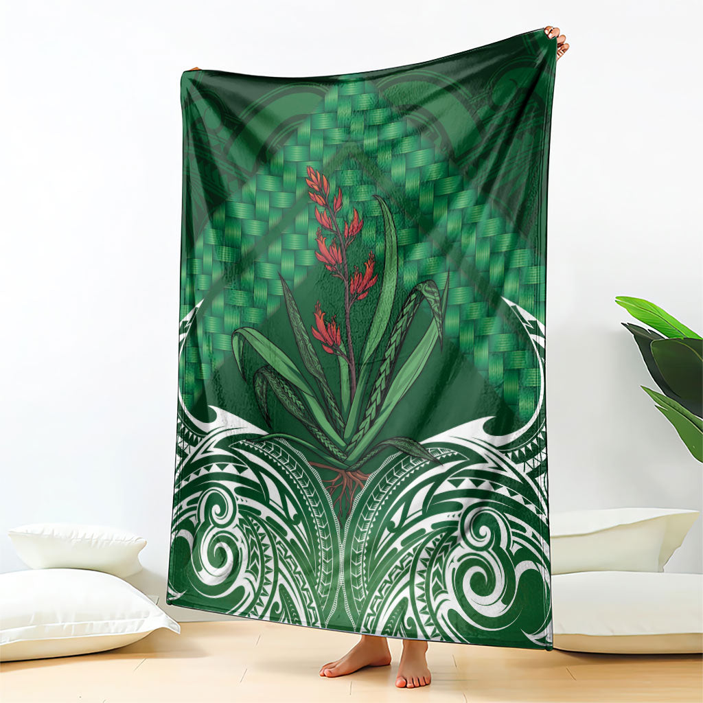 Rongoa Maori New Zealand Harakeke Blanket NZ Weaving Pattern Green LT14 - Polynesian Pride