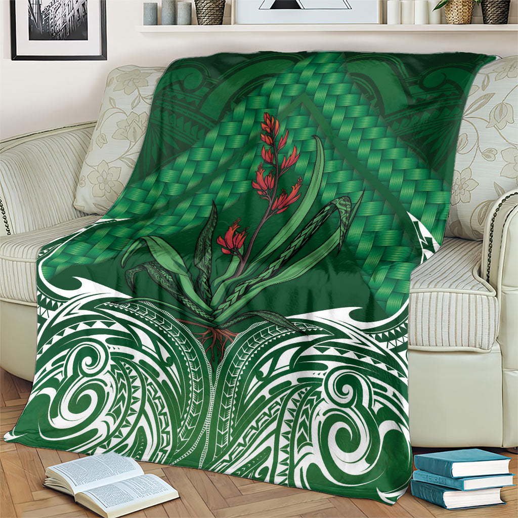 Rongoa Maori New Zealand Harakeke Blanket NZ Weaving Pattern Green LT14 - Polynesian Pride