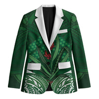 Rongoa Maori New Zealand Harakeke Blazer NZ Weaving Pattern Green LT14 Unisex Green - Polynesian Pride