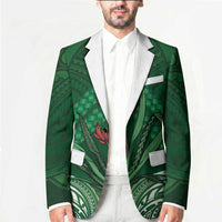 Rongoa Maori New Zealand Harakeke Blazer NZ Weaving Pattern Green LT14 - Polynesian Pride