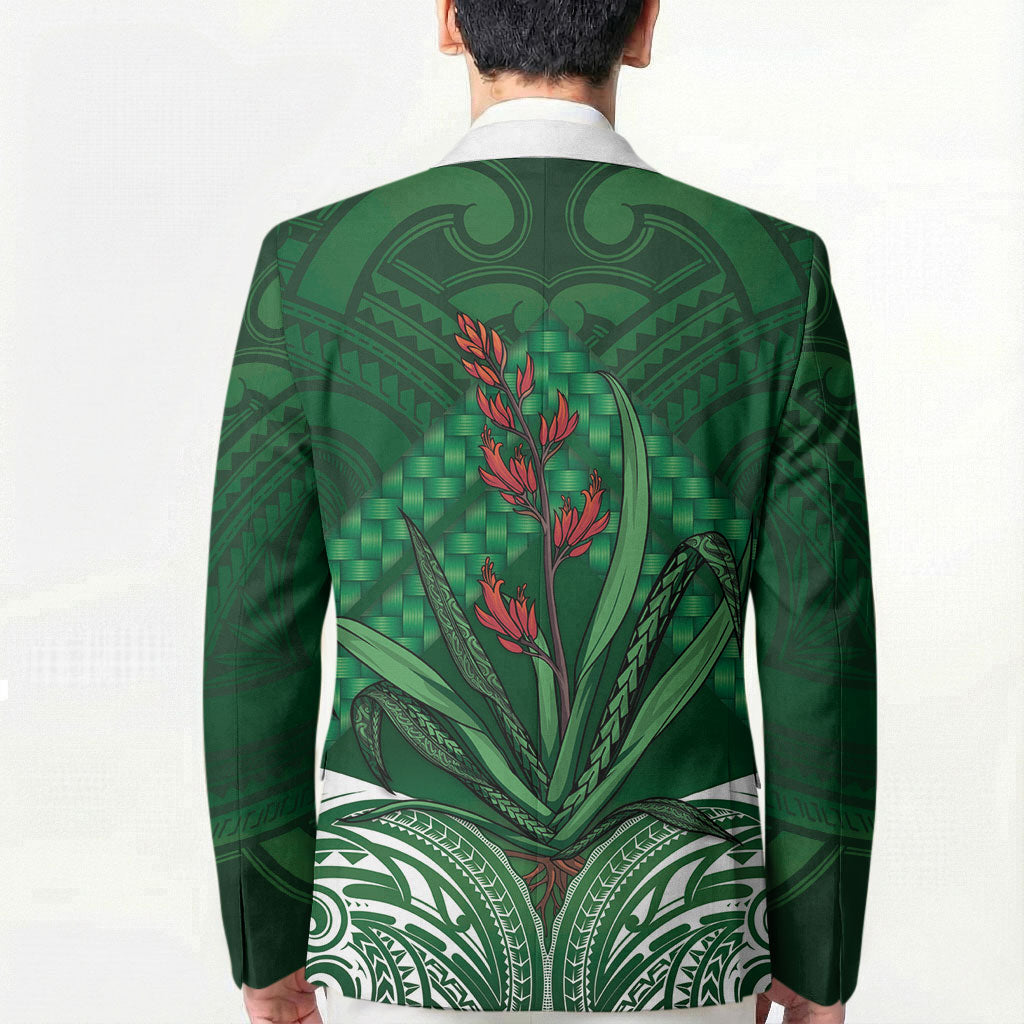 Rongoa Maori New Zealand Harakeke Blazer NZ Weaving Pattern Green LT14 - Polynesian Pride