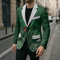 Rongoa Maori New Zealand Harakeke Blazer NZ Weaving Pattern Green LT14 - Polynesian Pride