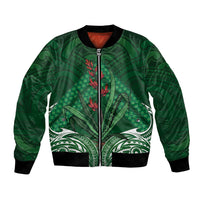 Rongoa Maori New Zealand Harakeke Bomber Jacket NZ Weaving Pattern Green LT14 Unisex Green - Polynesian Pride