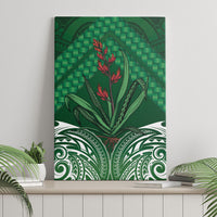 Rongoa Maori New Zealand Harakeke Canvas Wall Art NZ Weaving Pattern Green LT14 - Polynesian Pride