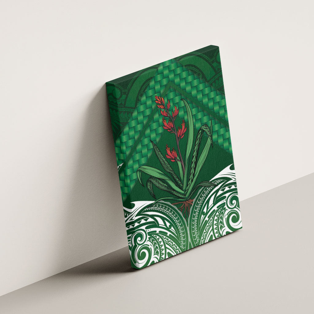 Rongoa Maori New Zealand Harakeke Canvas Wall Art NZ Weaving Pattern Green LT14 - Polynesian Pride