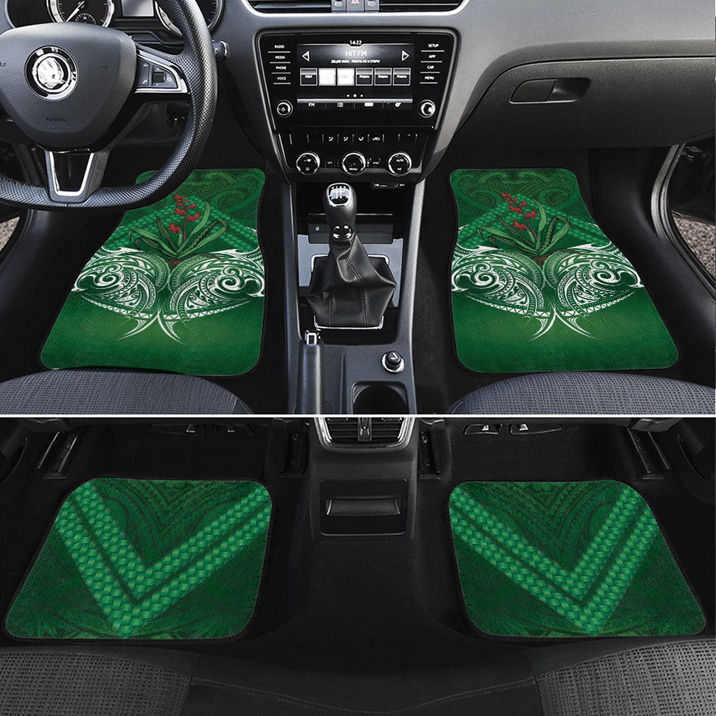 Rongoa Maori New Zealand Harakeke Car Mats NZ Weaving Pattern Green LT14 Set 4pcs Green - Polynesian Pride