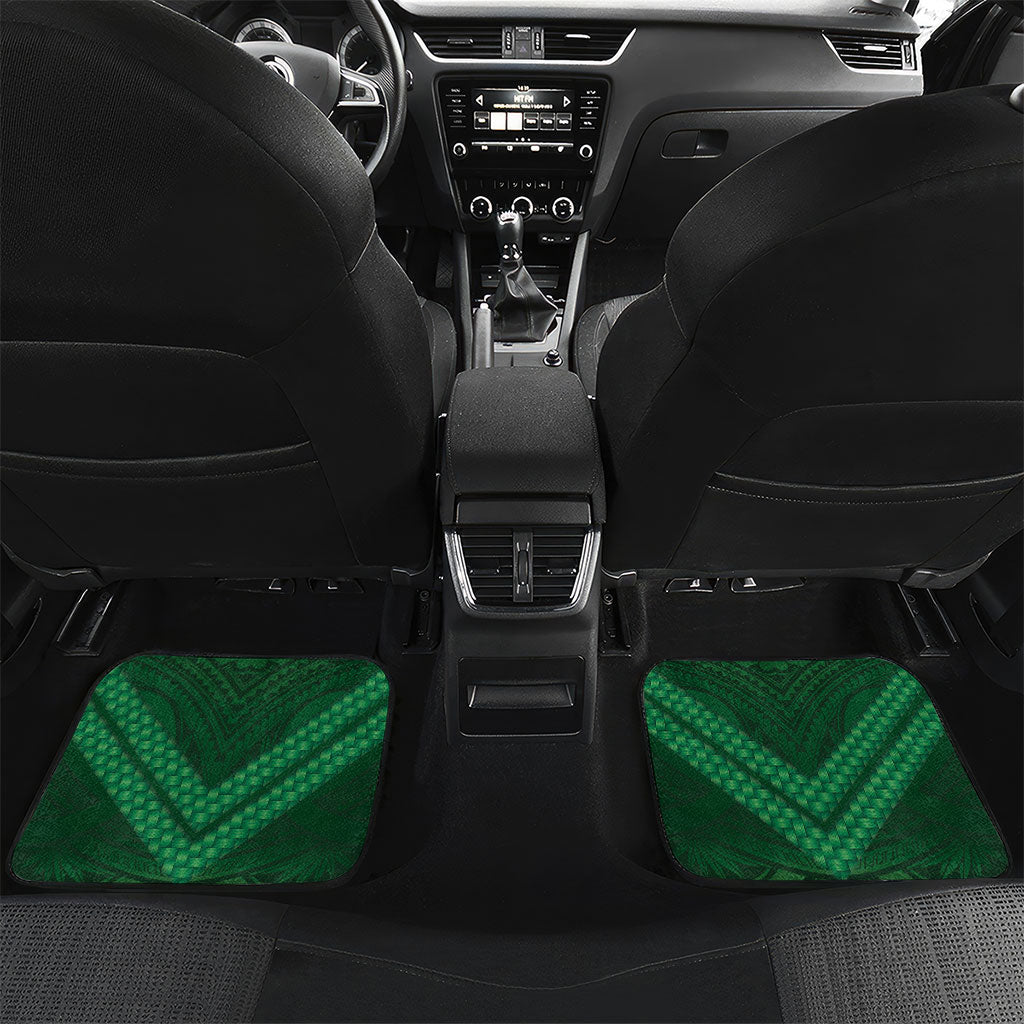 Rongoa Maori New Zealand Harakeke Car Mats NZ Weaving Pattern Green LT14 Set 2pcs - Back Green - Polynesian Pride