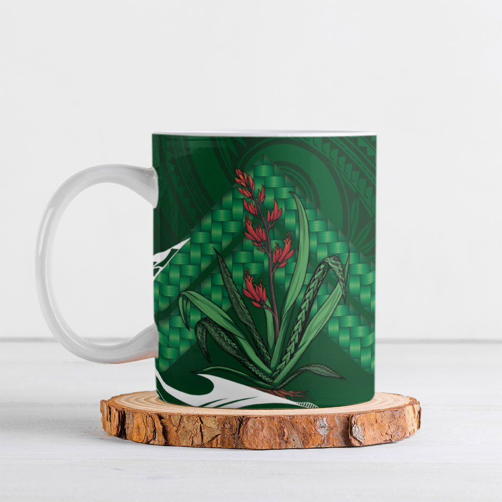 Rongoa Maori New Zealand Harakeke Ceramic Mug NZ Weaving Pattern Green LT14 Green - Polynesian Pride
