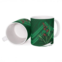 Rongoa Maori New Zealand Harakeke Ceramic Mug NZ Weaving Pattern Green LT14 - Polynesian Pride