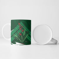 Rongoa Maori New Zealand Harakeke Ceramic Mug NZ Weaving Pattern Green LT14 - Polynesian Pride