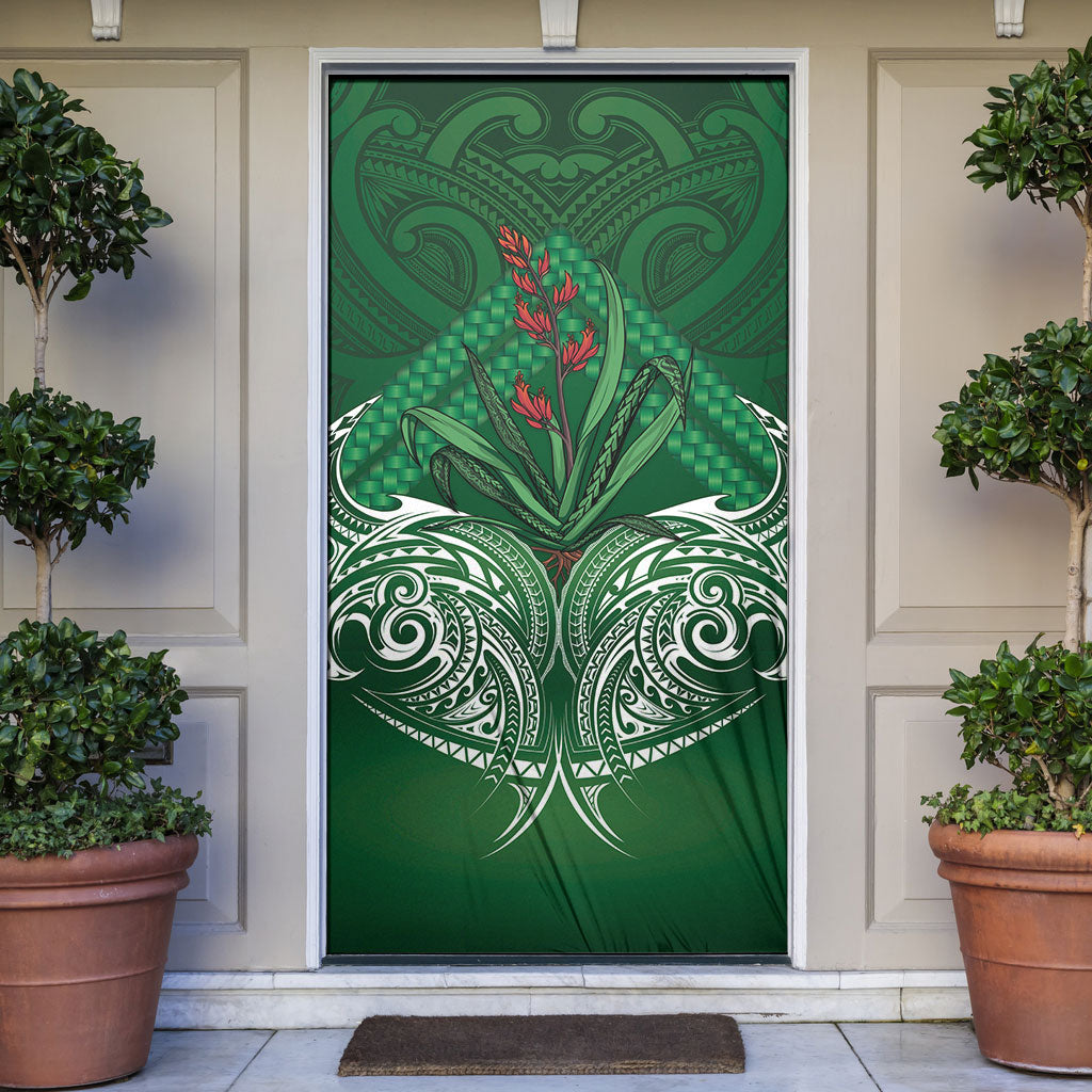 Rongoa Maori New Zealand Harakeke Door Cover NZ Weaving Pattern Green LT14 Green - Polynesian Pride