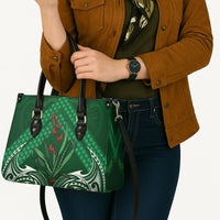 Rongoa Maori New Zealand Harakeke Leather Bag NZ Weaving Pattern Green LT14 - Polynesian Pride