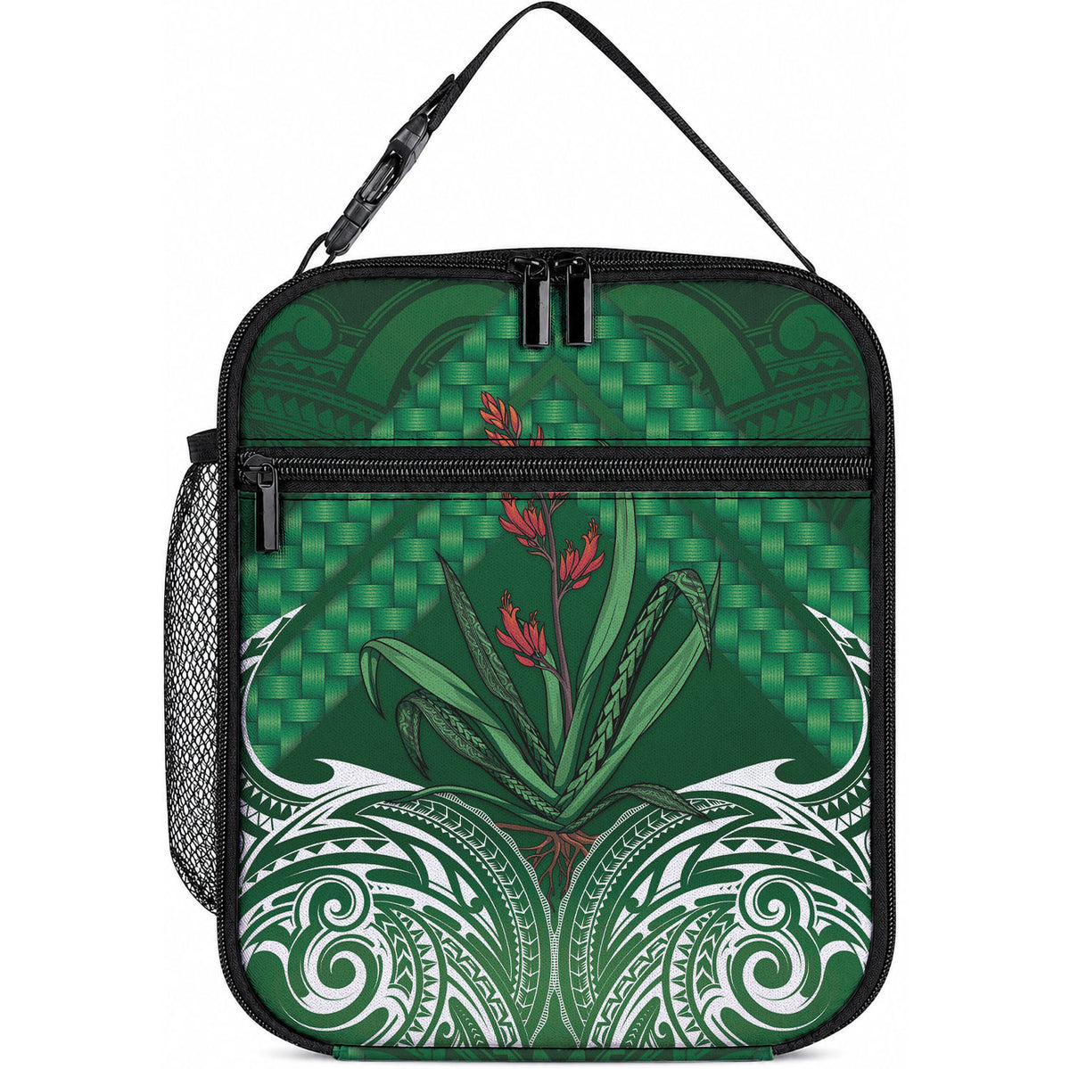 Rongoa Maori New Zealand Harakeke Lunch Bag NZ Weaving Pattern Green LT14 10.2 × 8.3 × 4.3 inch Green - Polynesian Pride