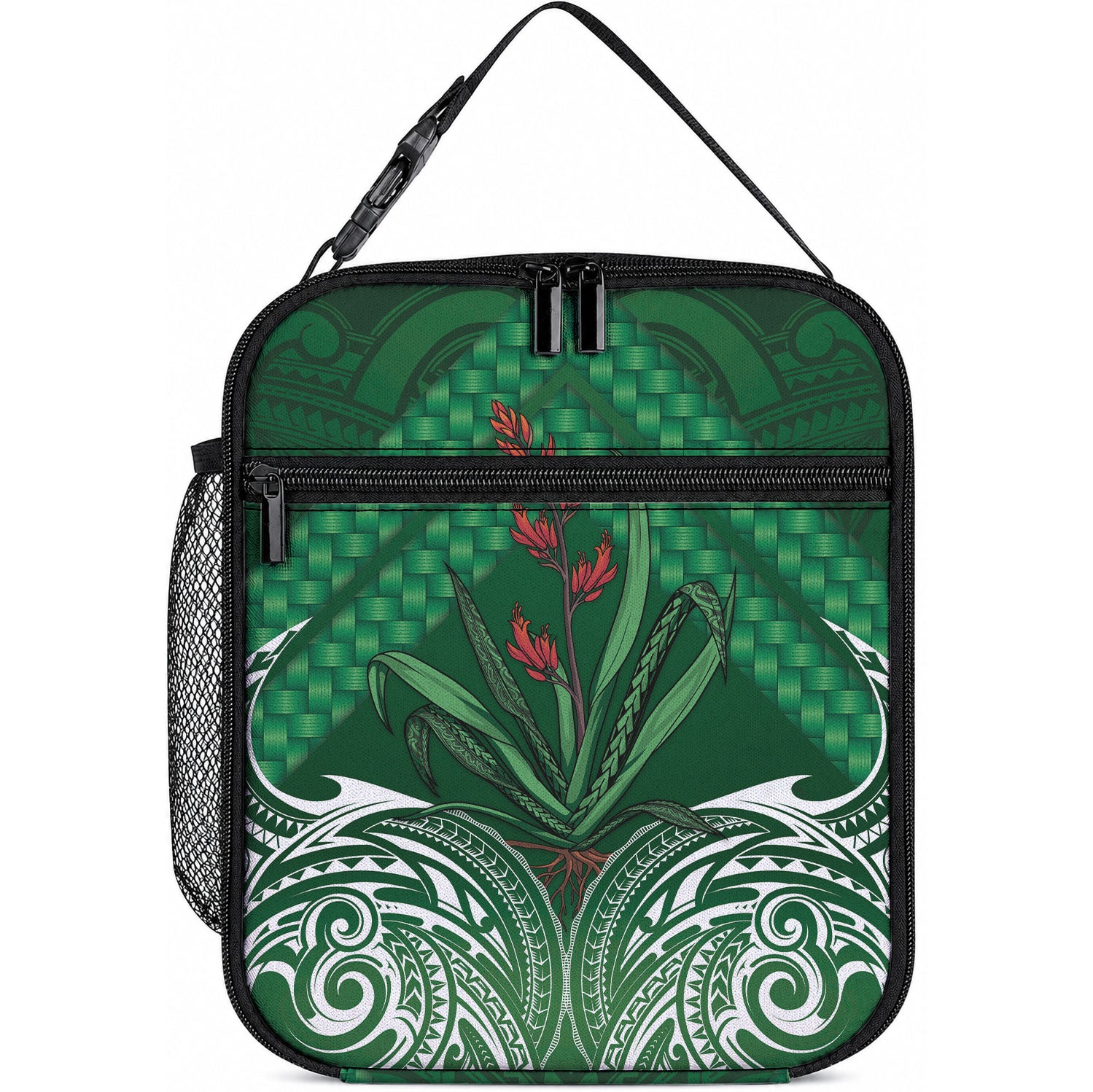 Rongoa Maori New Zealand Harakeke Lunch Bag NZ Weaving Pattern Green LT14 10.2 × 8.3 × 4.3 inch Green - Polynesian Pride