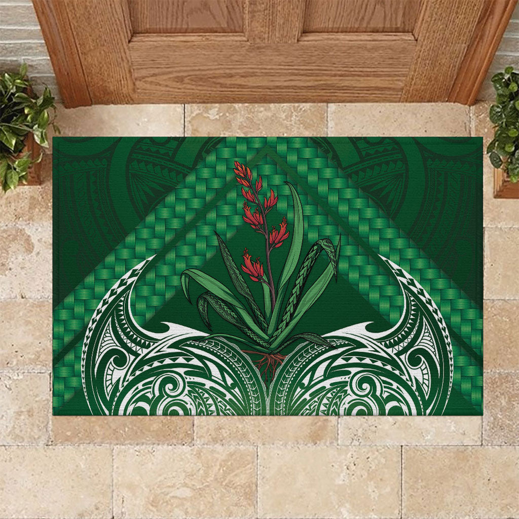 Rongoa Maori New Zealand Harakeke Rubber Doormat NZ Weaving Pattern Green LT14 Green - Polynesian Pride
