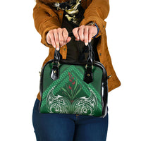 Rongoa Maori New Zealand Harakeke Shoulder Handbag NZ Weaving Pattern Green LT14 One Size Green - Polynesian Pride