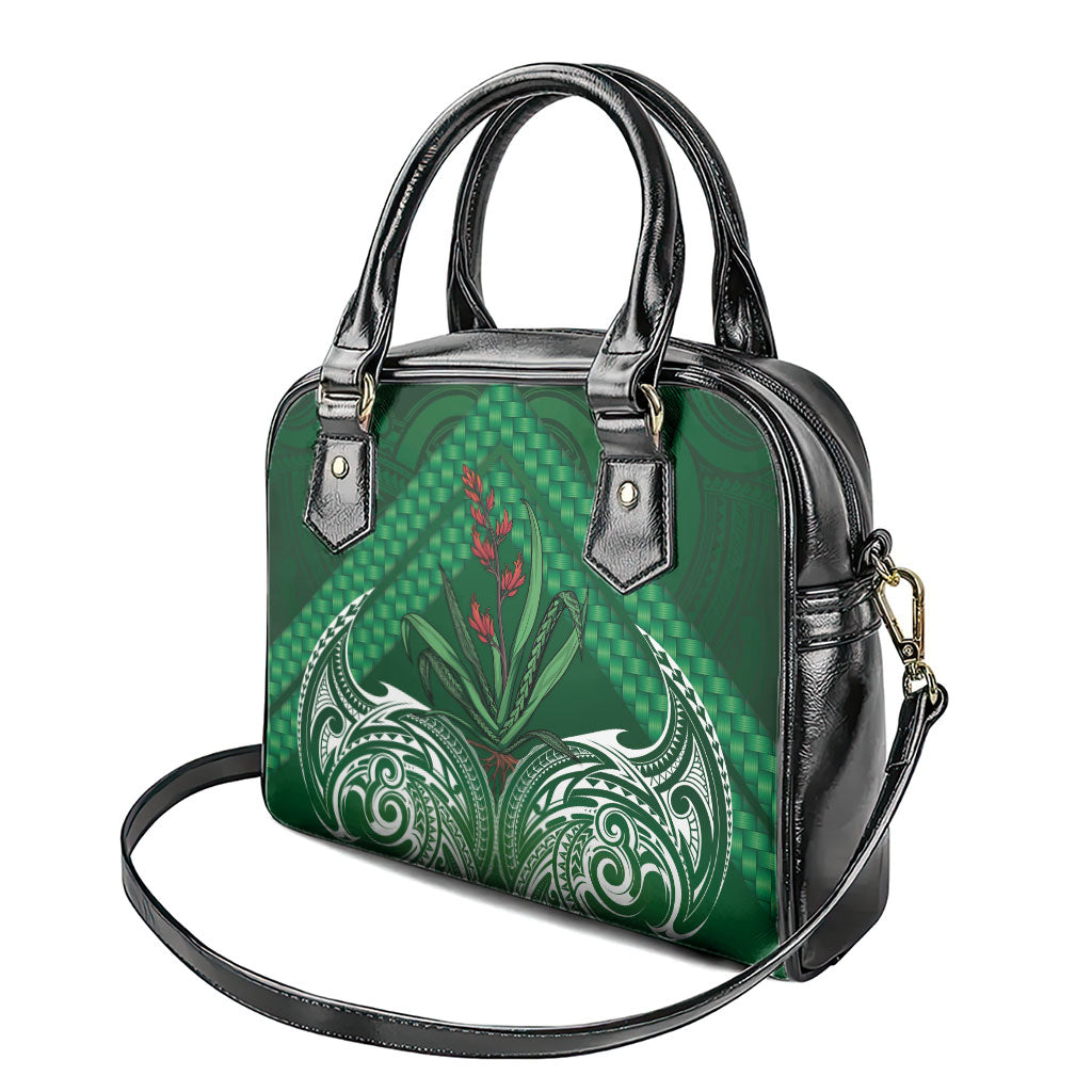 Rongoa Maori New Zealand Harakeke Shoulder Handbag NZ Weaving Pattern Green LT14 - Polynesian Pride