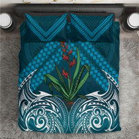 Rongoa Maori New Zealand Harakeke Bedding Set NZ Weaving Pattern Dark Teal LT14 Dark Teal - Polynesian Pride