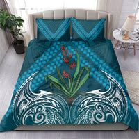 Rongoa Maori New Zealand Harakeke Bedding Set NZ Weaving Pattern Dark Teal LT14 - Polynesian Pride