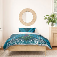 Rongoa Maori New Zealand Harakeke Bedding Set NZ Weaving Pattern Dark Teal LT14 - Polynesian Pride
