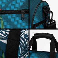 Rongoa Maori New Zealand Harakeke Duffle Bag NZ Weaving Pattern Dark Teal LT14 - Polynesian Pride