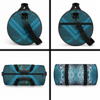 Rongoa Maori New Zealand Harakeke Duffle Bag NZ Weaving Pattern Dark Teal LT14 - Polynesian Pride