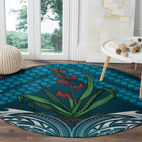 Rongoa Maori New Zealand Harakeke Round Carpet NZ Weaving Pattern Dark Teal LT14 - Polynesian Pride