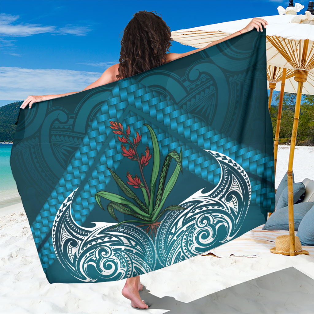 Rongoa Maori New Zealand Harakeke Sarong NZ Weaving Pattern Dark Teal LT14 One Size 44 x 66 inches Dark Teal - Polynesian Pride