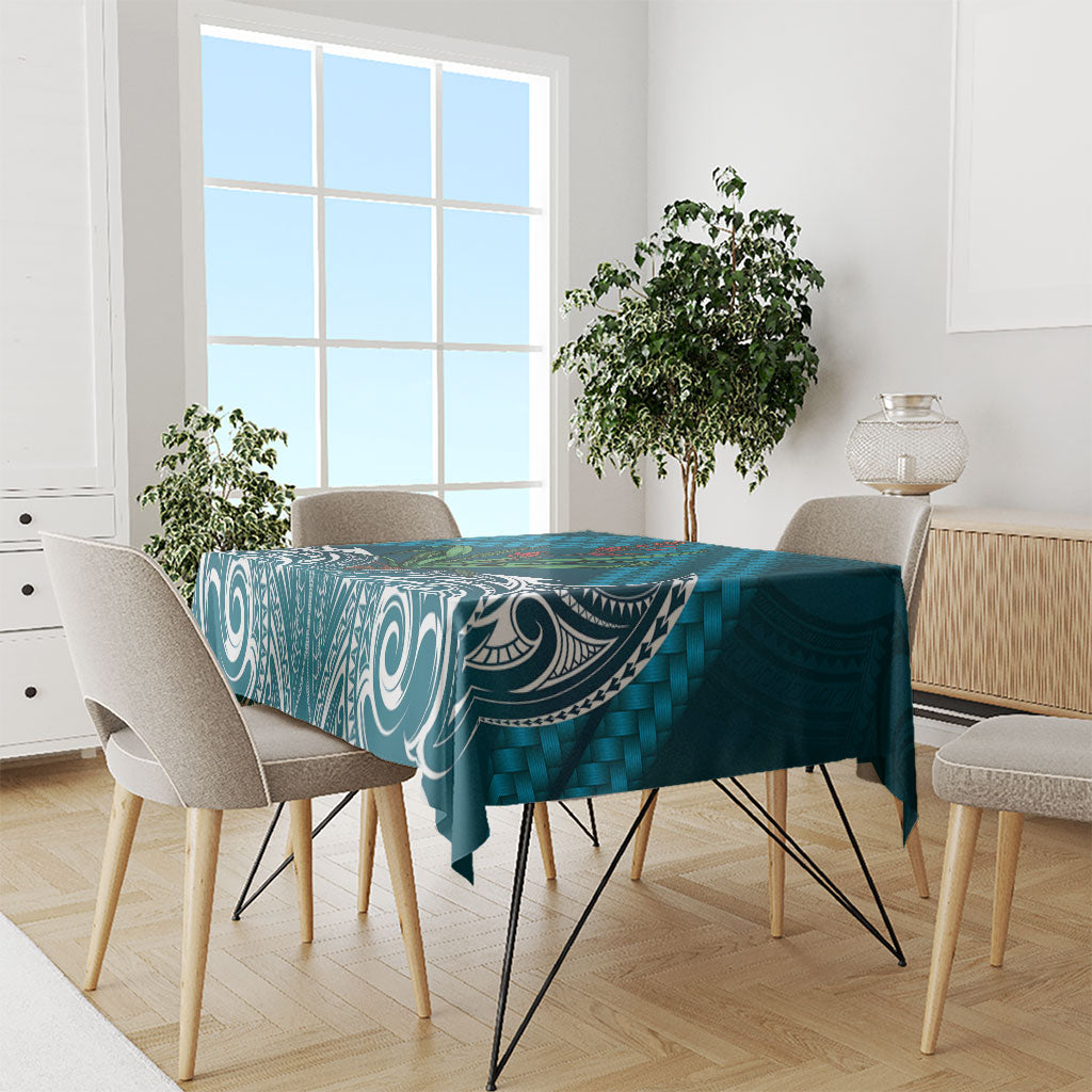 Rongoa Maori New Zealand Harakeke Tablecloth NZ Weaving Pattern Dark Teal LT14 - Polynesian Pride