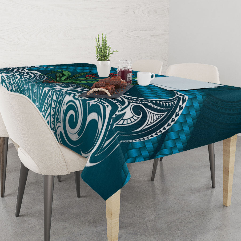 Rongoa Maori New Zealand Harakeke Tablecloth NZ Weaving Pattern Dark Teal LT14 - Polynesian Pride
