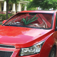 Rongoa Maori New Zealand Harakeke Auto Sun Shade NZ Weaving Pattern Red LT14 - Polynesian Pride