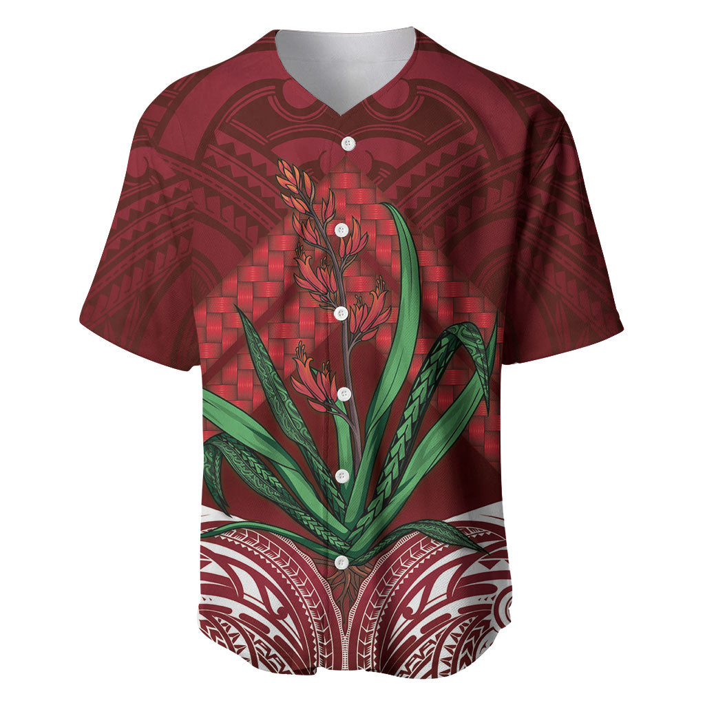 Rongoa Maori New Zealand Harakeke Baseball Jersey NZ Weaving Pattern Red LT14 Red - Polynesian Pride